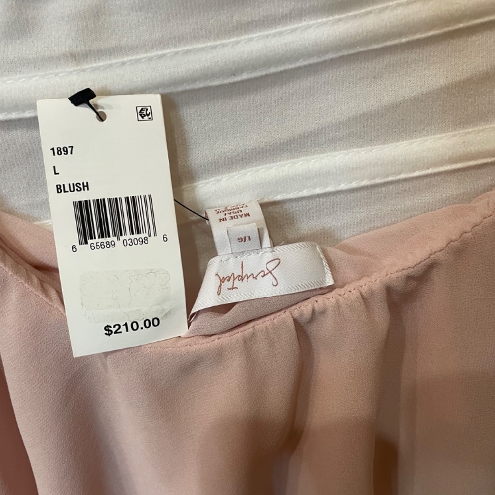Scripted Blush one shoulder Ruffle Blouse - Picture 2 of 5